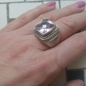 Elegant 1970s Vintage 925 Amethyst Gemstone Ring Size 7.5/8 Women's